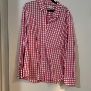J. Crew Pink and White Gingham Button-Down Shirt
